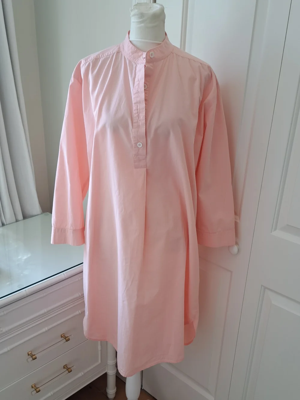 The J. Peterman Company Womens Marie Antoinette Pink Cotton Shirt Dress SM